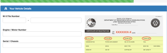 Vehicle details reference